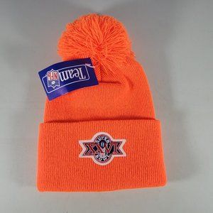 NFL Super Bowl XXVI 26 Knit Beanie With Pom Pom  Orange  New With Tags